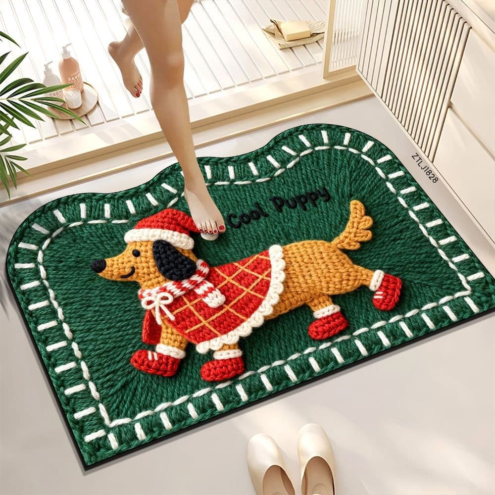 Irregular Cartoon Faux Yarn Woven Linen Floor Mat Bathroom Absorbent Mat Toilet Foot Mat Bathroom Doorway Non-Slip Mat