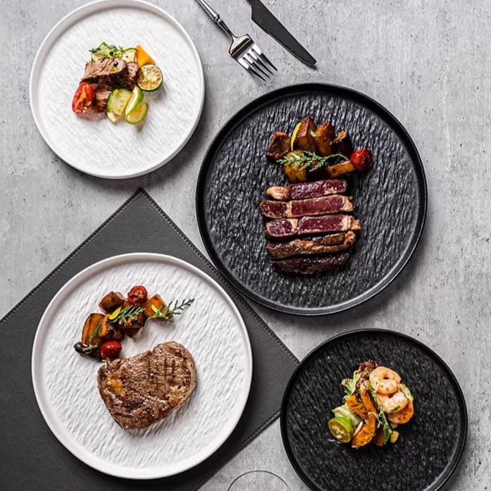 Steak Plate Ceramic Dish Home Set Premium Dinnerware Pasta Plate Round Dish Commercial Western Food Plate