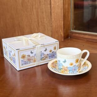 High-End Floral Coffee Cup and Saucer Gift Set, Event Souvenir, Housewarming Wedding Gift, Ceramic Mug