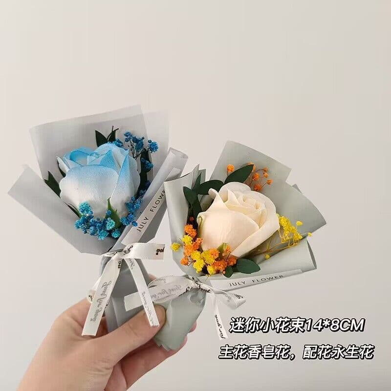 Crushed Ice Blue Simulated Scented Soap Flower Finished Mini Bouquet Birthday Gift Decoration Souvenir Ornament Prop