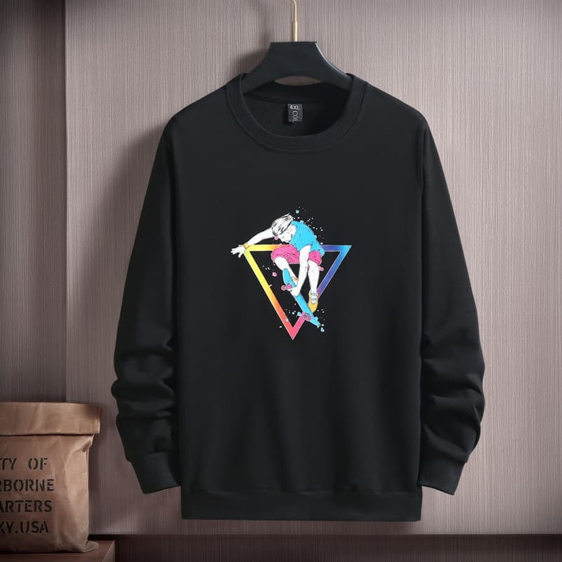 Autumn and winter long-sleeved T-shirts for men plus size fat men loose round neck sweatshirts trendy inner layering tops with bottoming shirts