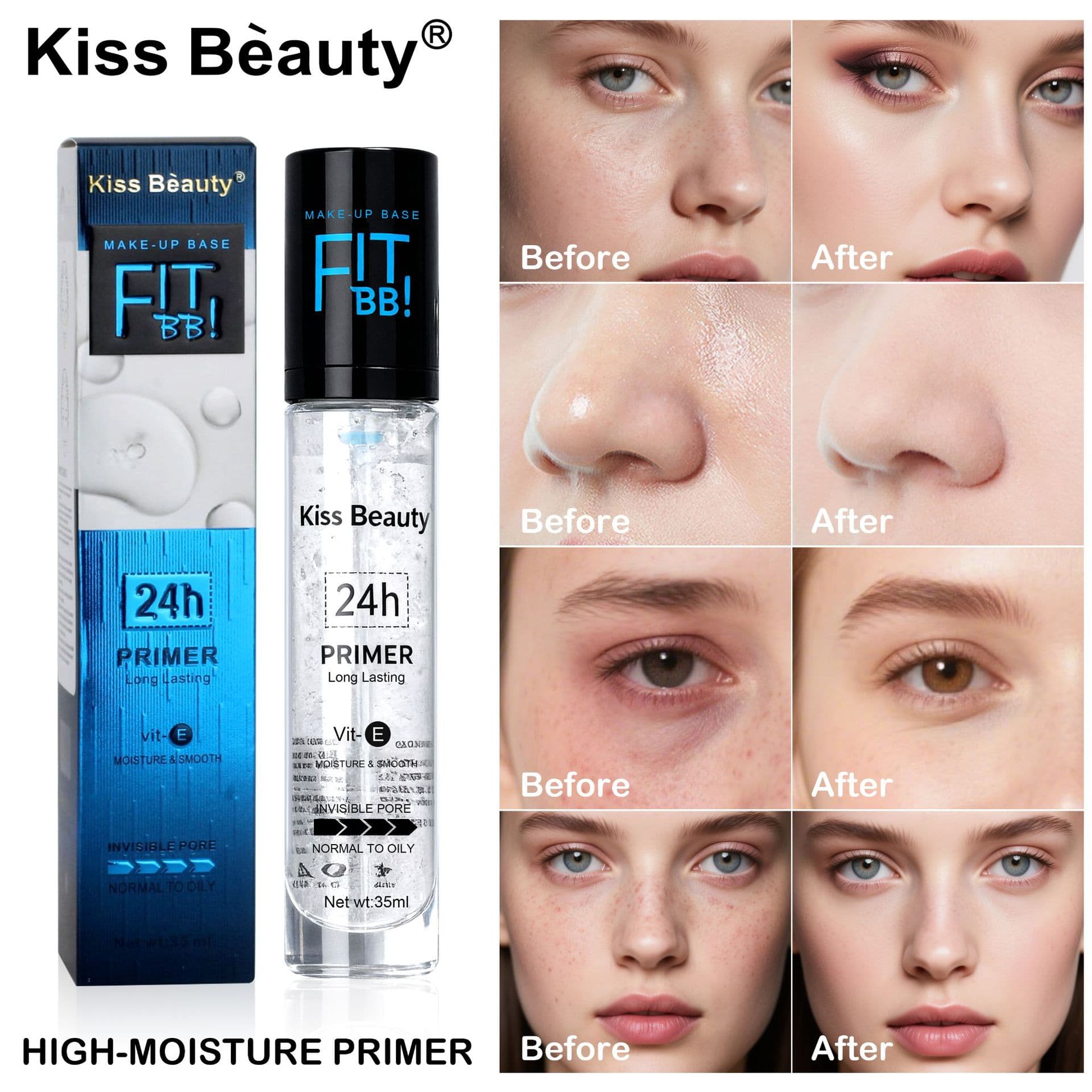 Kissbeauty Cross-border Makeup Primer Oil Control Hydrating Brightening Moisturizing Concealing Color Correcting Cream Factory Wholesale