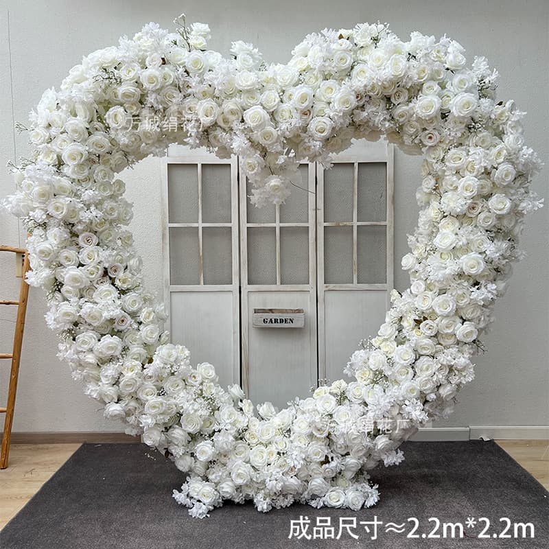 Heart-shaped shelf, artificial flowers, artificial flowers, floral wedding, background stage display, flower proposal event celebration decoration