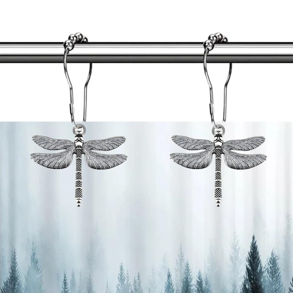 Cross-border alloy dragonfly shower curtain hooks, bathroom decoration shower curtains with ball bearings, stainless steel shower curtain hooks wholesale