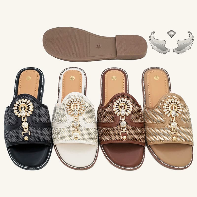 Guyana wholesale summer slippers women's flat beach slippers outer wear craft shoes Ladies slippers
