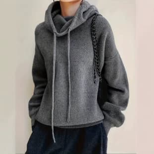 Stacked Neck Sweater for Women, 2026 Winter New Style, Solid Color, Loose, Thick Knit Top, Trendy Base Layer, Autumn/Winter