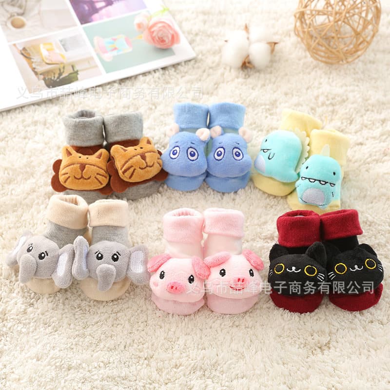 Baby Anti-Slip Bell Socks Floor Socks Infant Cartoon 3D Learning to Walk Socks