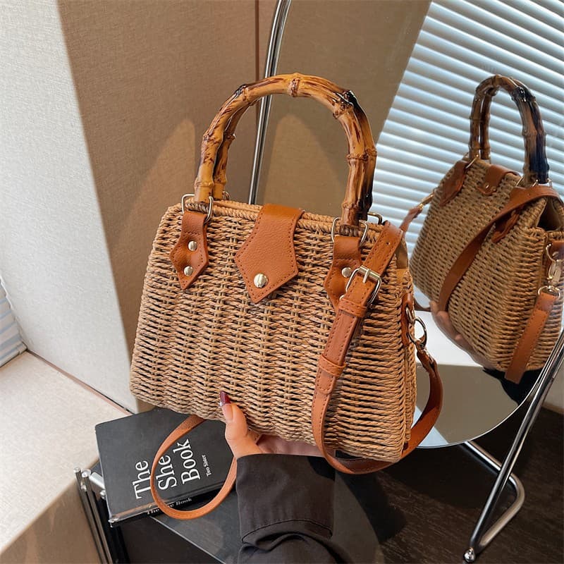 Cross-border popular straw bag, summer beach bag, casual and versatile small bag, versatile holiday bag, handbag, crossbody bag