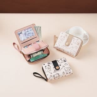 New Best Seller Cartoon Japanese Style Cute Cat Women's Bag Student Foldable Large Capacity Zipper Wallet Handbag with Strap
