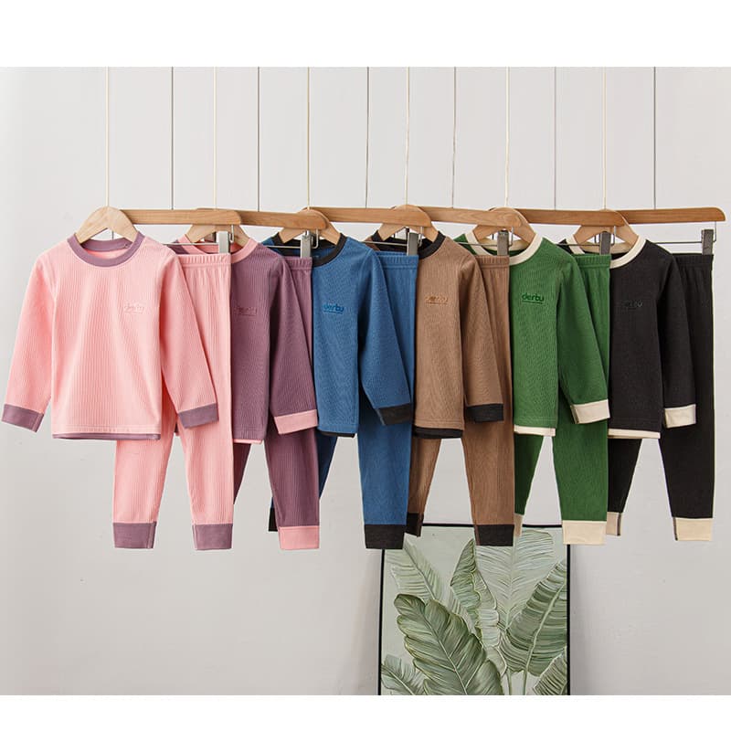 Children's Autumn/Winter Thermal Underwear Set for Boys and Girls, Jacquard Warm Fleece Long Johns