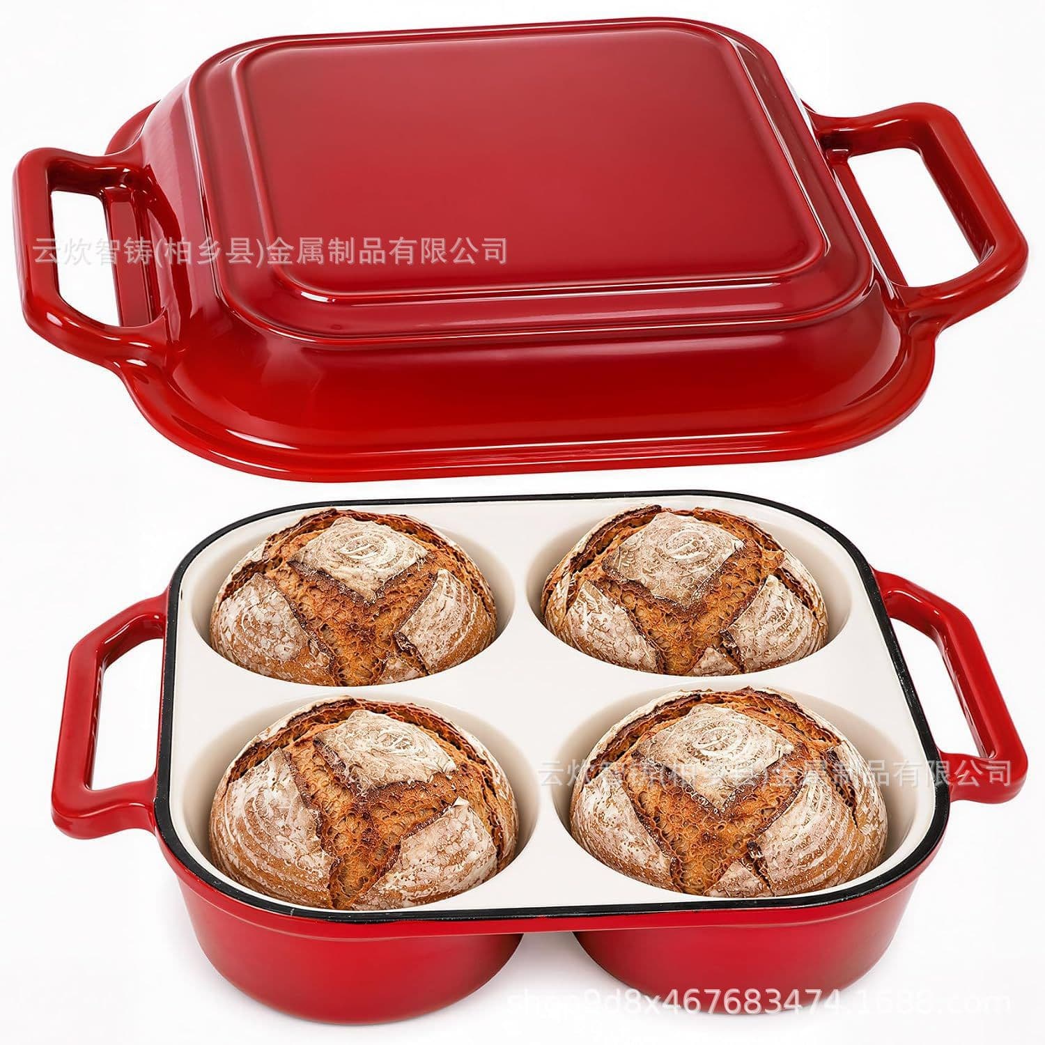 Enameled Cast Iron Dutch Oven for Bread Baking, 500°F Oven Safe, Non-Stick Bread Pot, 4 Round Bread