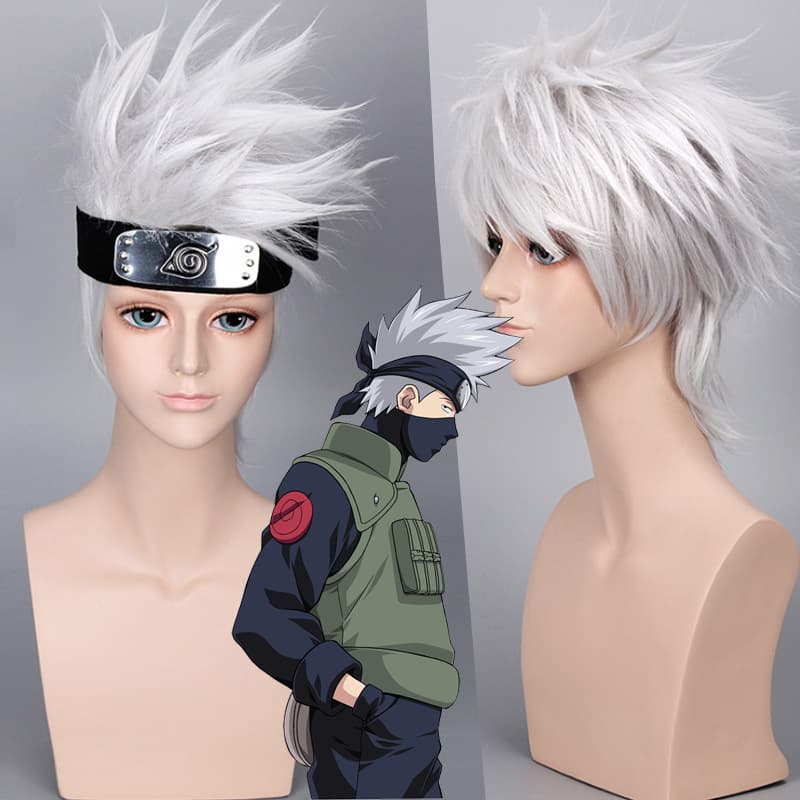 Doukou Anime Cosplay Wig Spiky Upward Silver Gray Spiky Wig Short Bob Haircut Straight Curly Hair