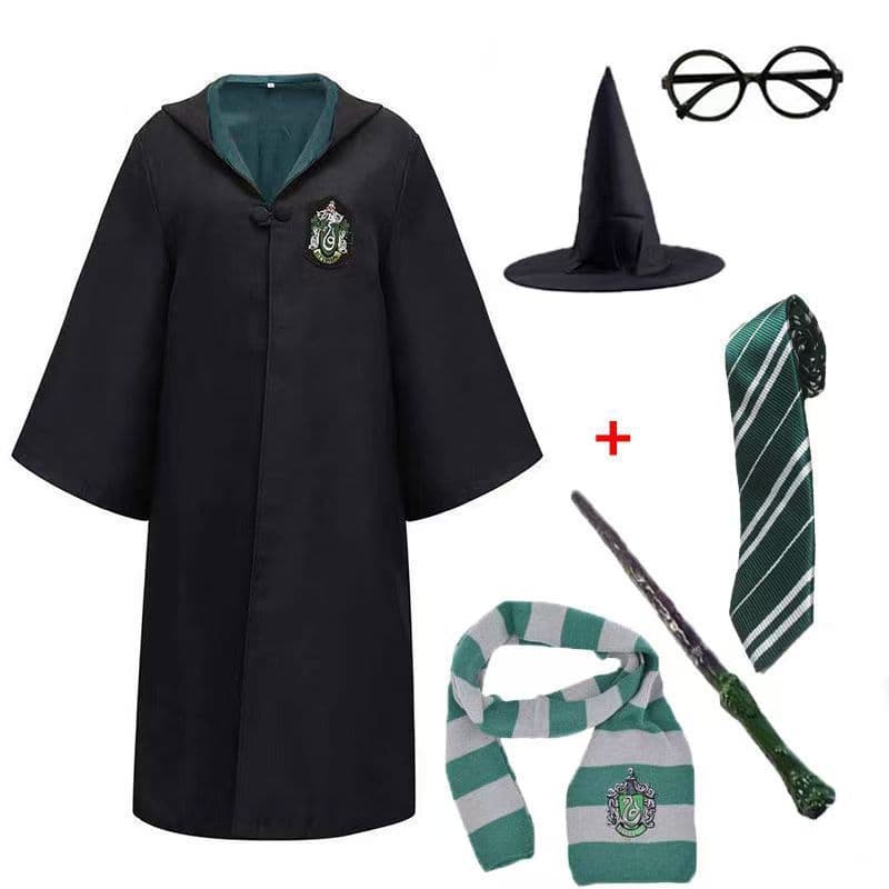 Harry Potter 6-Piece Robe Adult Kids Cosplay Gryffindor Magic Robe Uniform Halloween Accessory