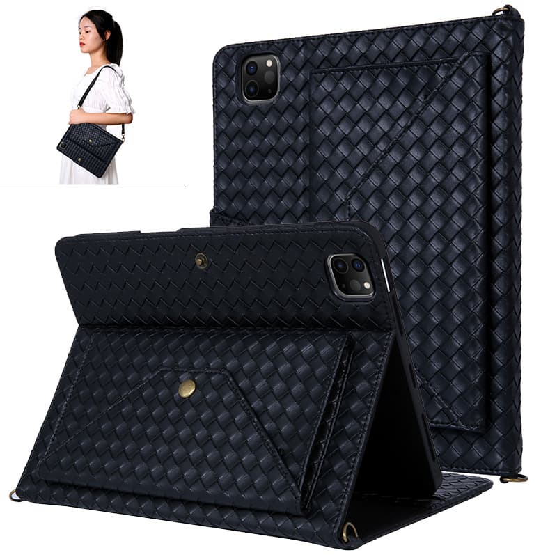 Woven Texture Zipper Wallet Envelope Pen Slot Tablet Case for iPad Pro 11, Multi-Function Flip Cover Factory Custom