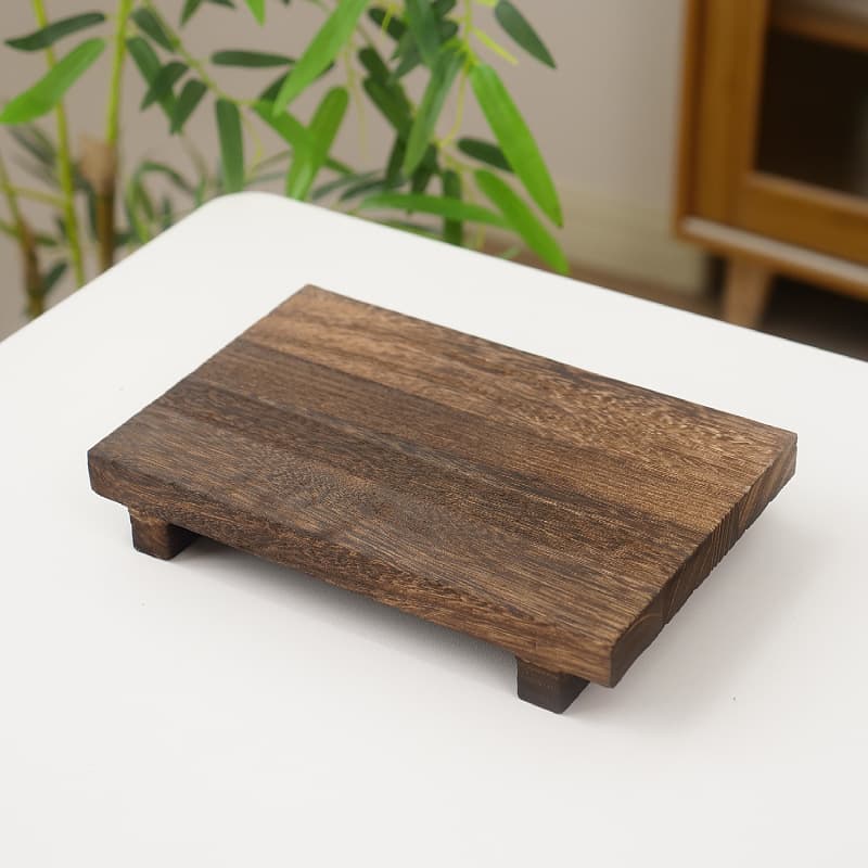 Wooden Soap Tray Simple Living Room Carbonized Wood Flower Pot Base Decorative Solid Wood Rectangular Base Stand