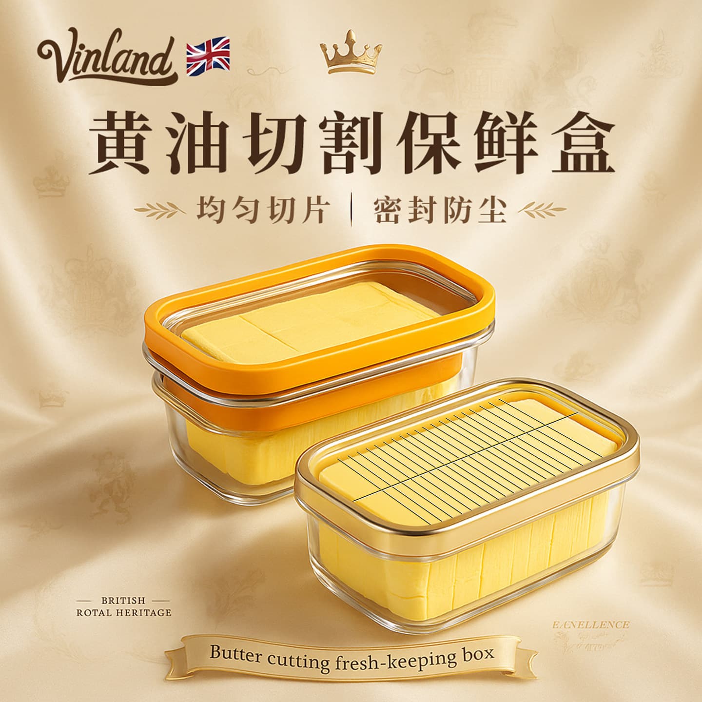 British butter cutting storage box butter cheese cheese divider and dicer sealed storage sub-package refrigerator preservation