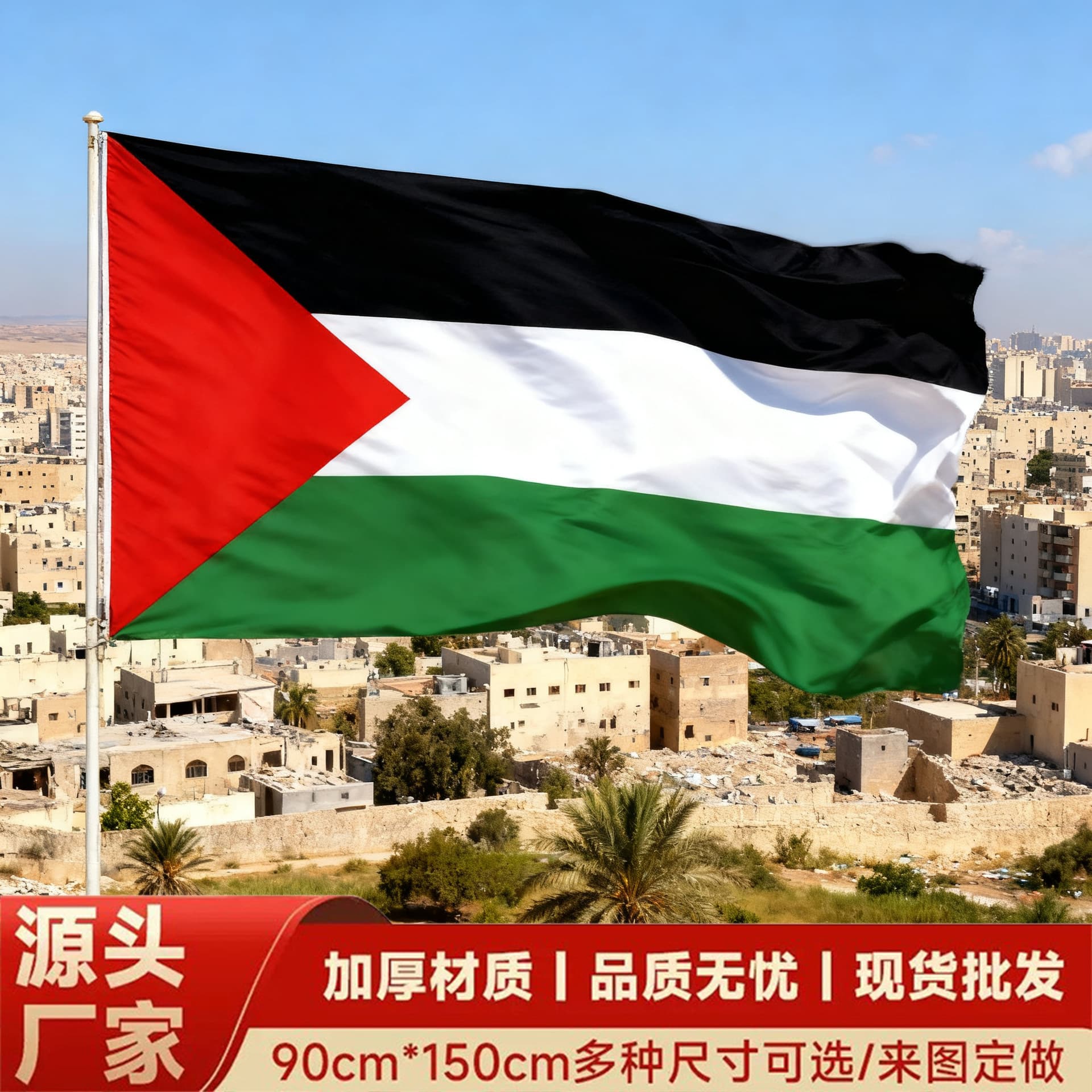 Palestine Flag 90x150cm Polyester Flag with Grommets 3x5FT Palestine Flag Cross-border Factory Direct Supply
