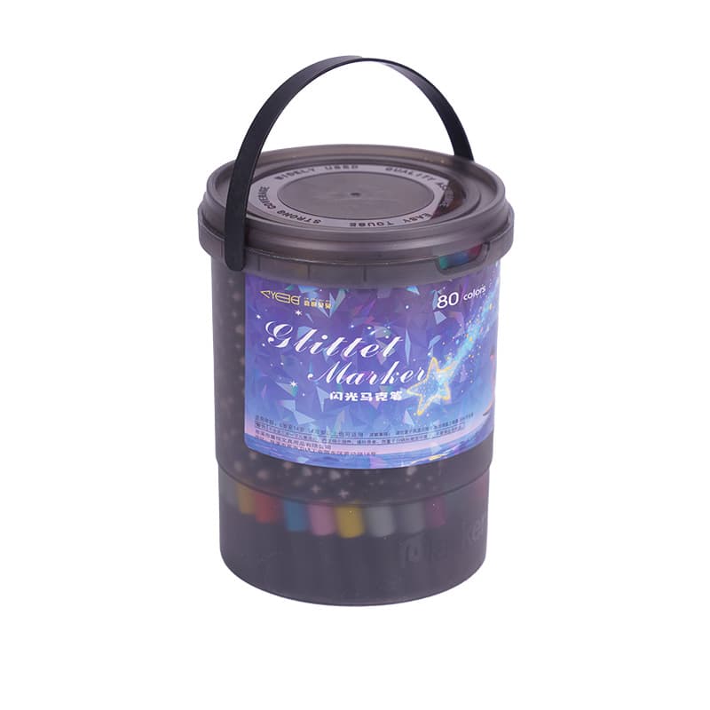 True Glitter Colored Acrylic Markers Highlighters Kids Bucket Pack Gel Glitter Pens Soft Tip Drawing Pens for Elementary Students
