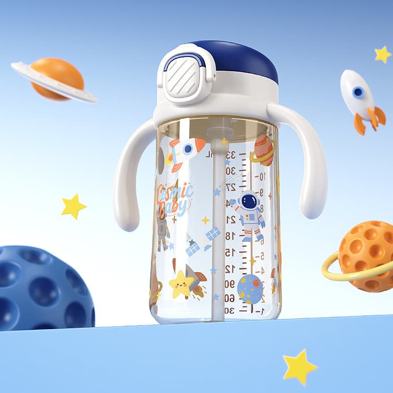 Children's Water Cup Baby Straw Cup PPSU Drinking Cup Flip Lid Anti-Drop Portable Direct Drink Straw Cup Infant Water Cup