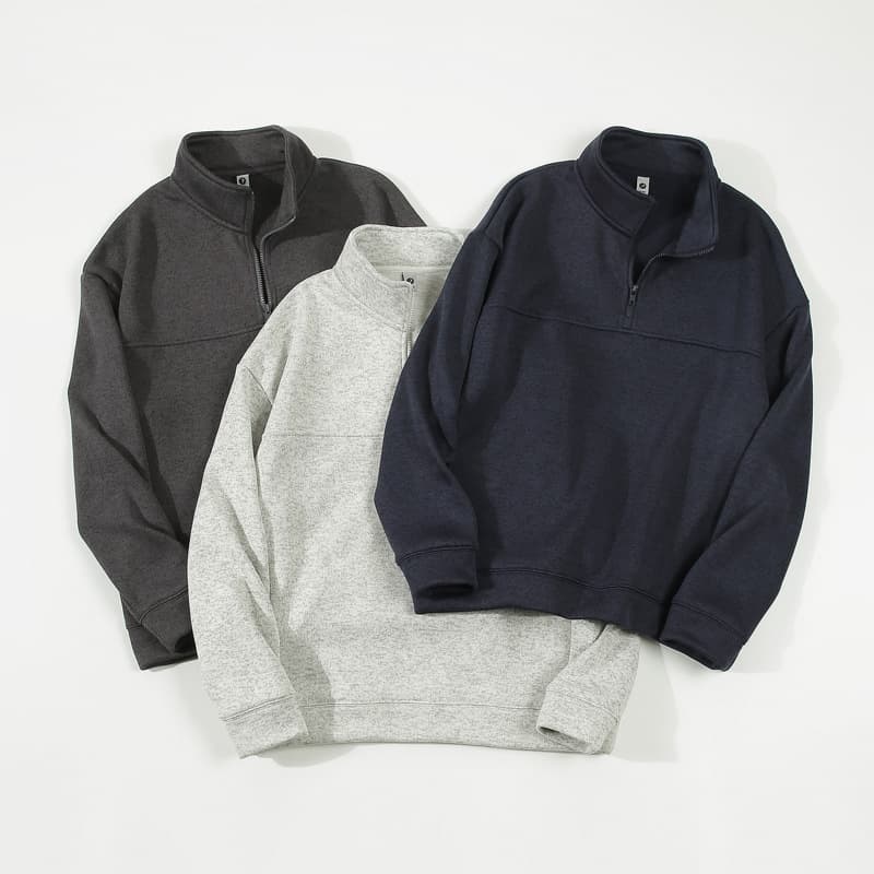 Half-zip stand-up collar 360G heavy jacquard fleece sweatshirt for men and women in autumn and winter new American trendy brand tops and jackets