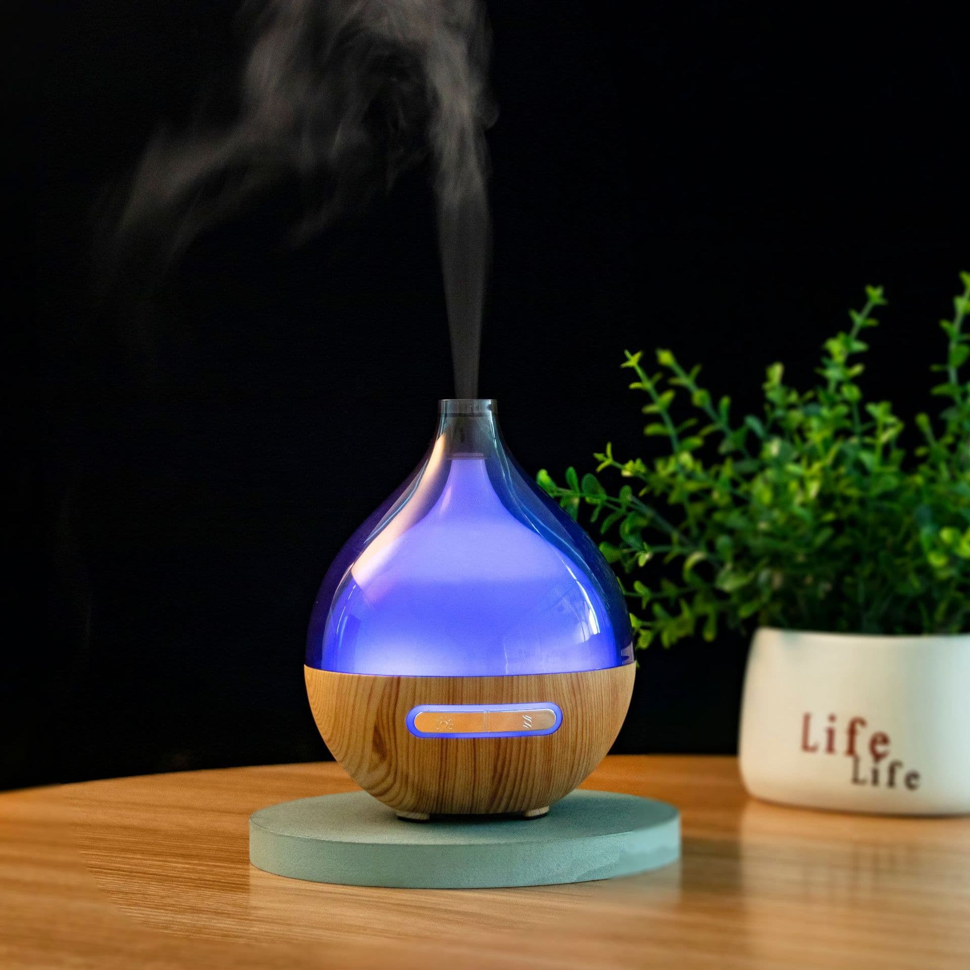 Manufacturer wholesale transparent vase humidifier USB humidifier wood grain water drop aromatherapy machine colorful essential oil diffuser