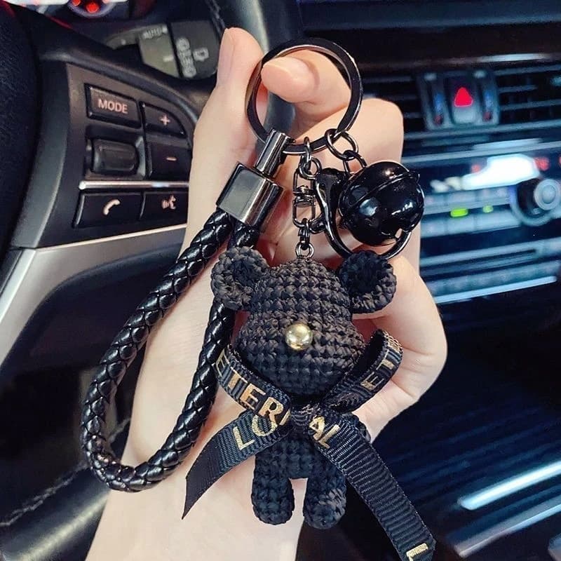 Trendy woolen bear keychain three-dimensional doll backpack pendant female cartoon bear car keychain pendant gift