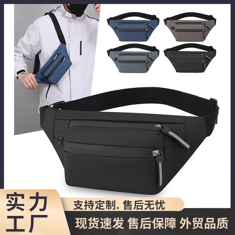 Wholesale men's mobile phone waist bag, cross-border outdoor men's chest bag, running sports men's casual construction site crossbody bag