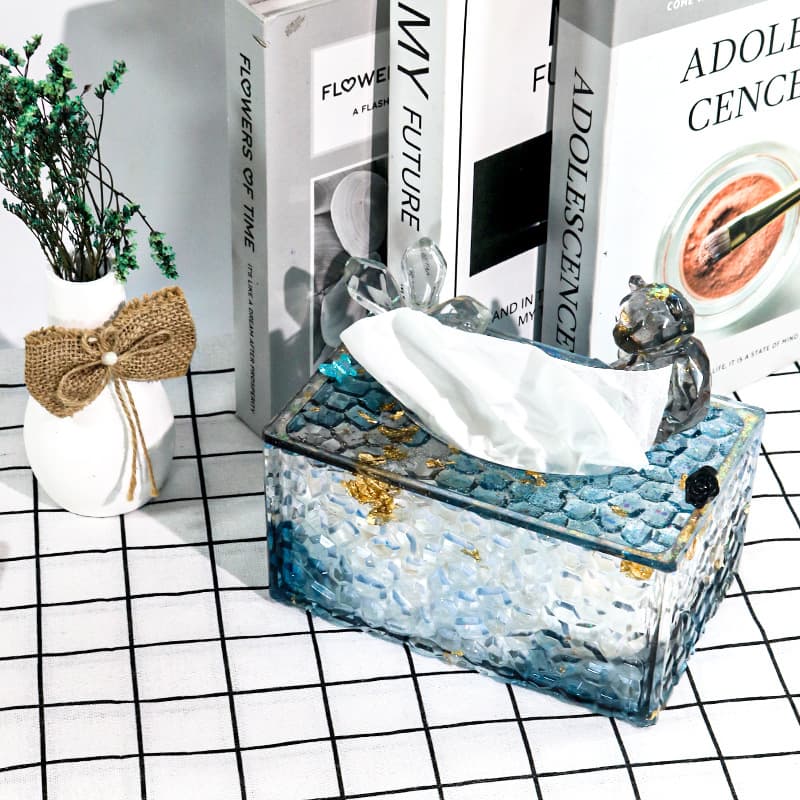 Sweet DIY Stacking Resin Mold Diamond Tissue Box Storage Box Flat Lid Silicone Mold