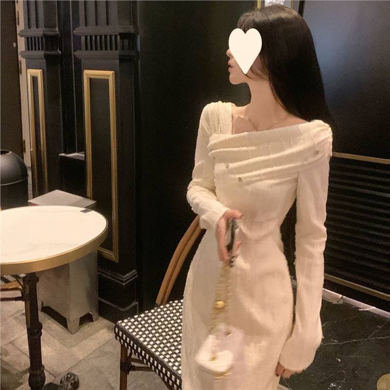 Chic Autumn/Winter Base Dress 2025 New High-End Style Outfit, Petite French Slimming Elegant Skirt