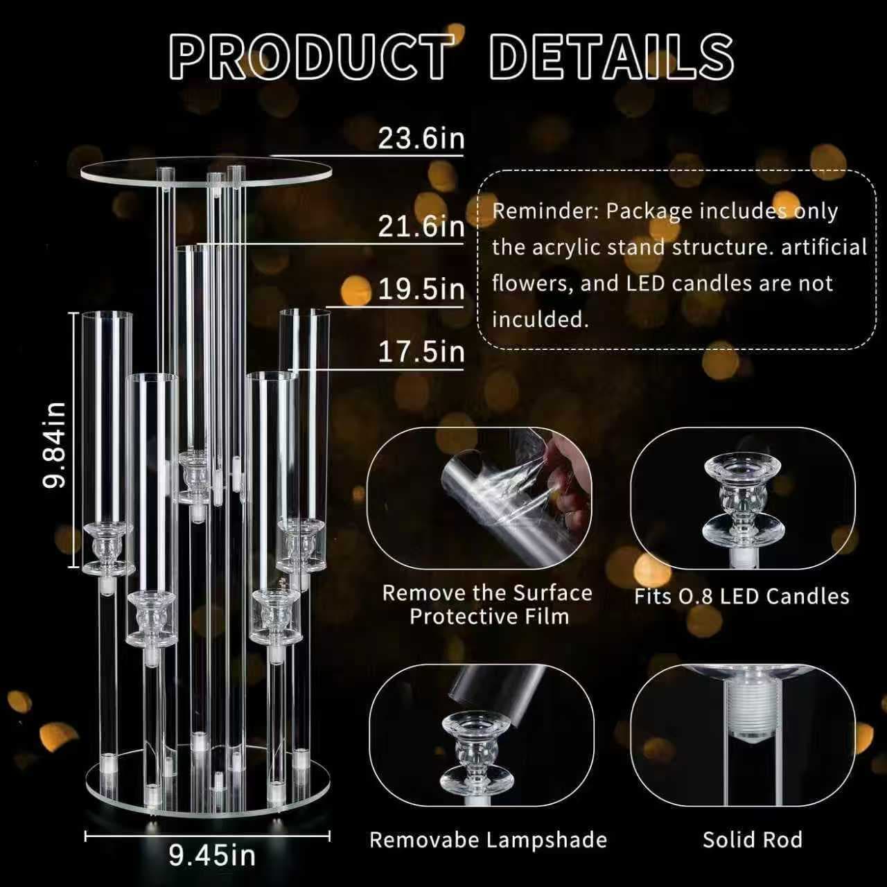 Cross-border Wedding Prop Transparent Acrylic Multi-arm Candle Holder Flower Stand Aisle Decoration for Wedding Party Table Decor