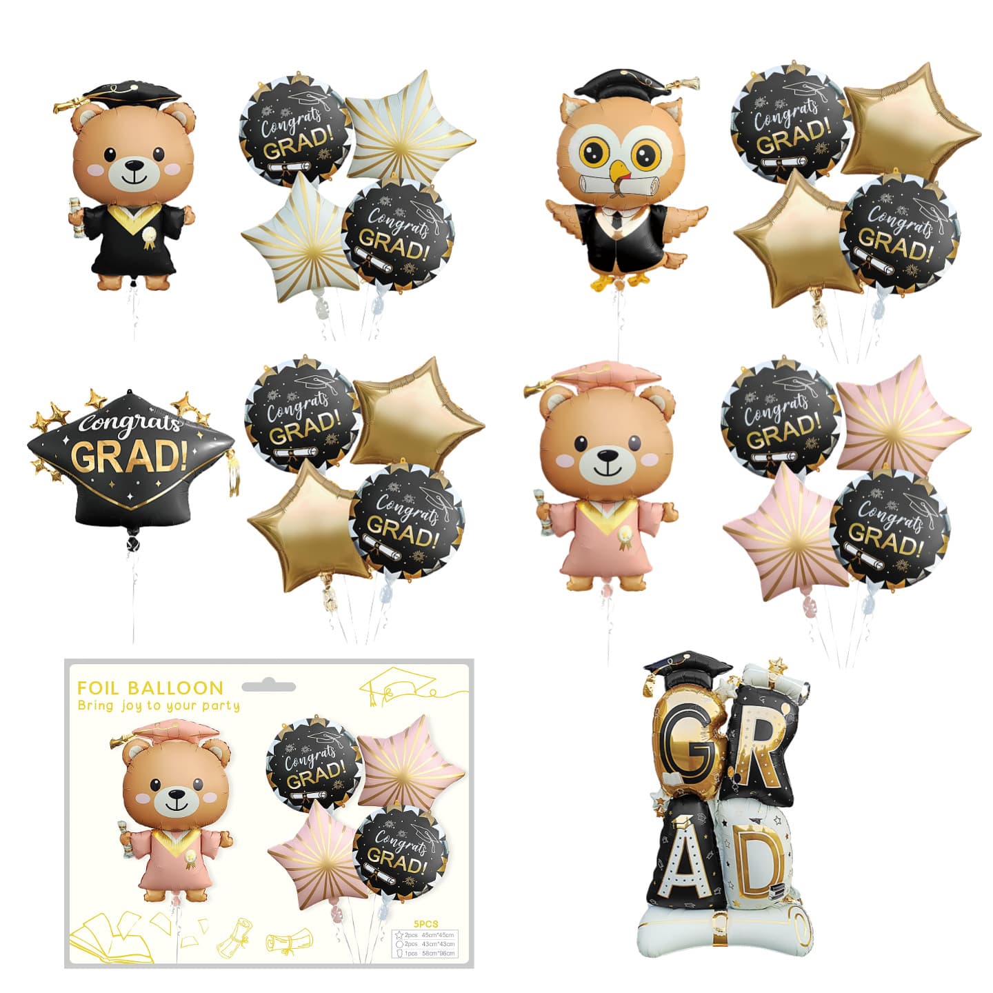 Graduation Cap Book Hat Trophy Shape Balloon Graduation Party Decoration Aluminum Foil Balloon