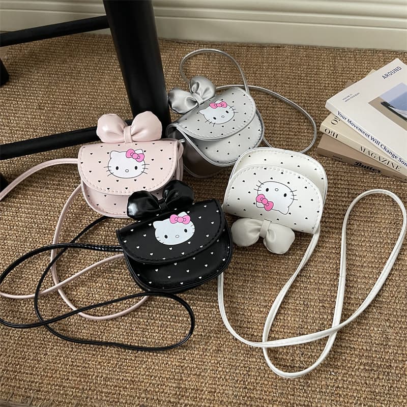 Hello Kitty children's crossbody bag mini Hello Kitty small bag Japanese and Korean style bow polka dot shoulder bag for women