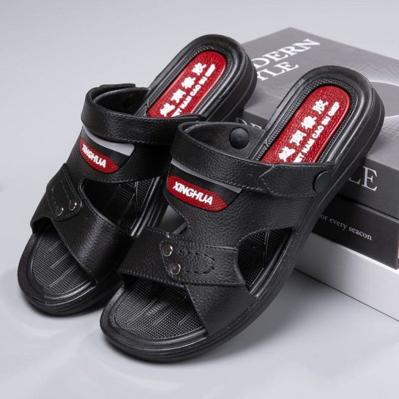 Vietnam Rubber Dad Sandals, Wear-resistant and Anti-slip, Summer Slippers, Outdoor Men's Beach Shoes, Thick Sole Slippers, Wholesale for Street Stalls