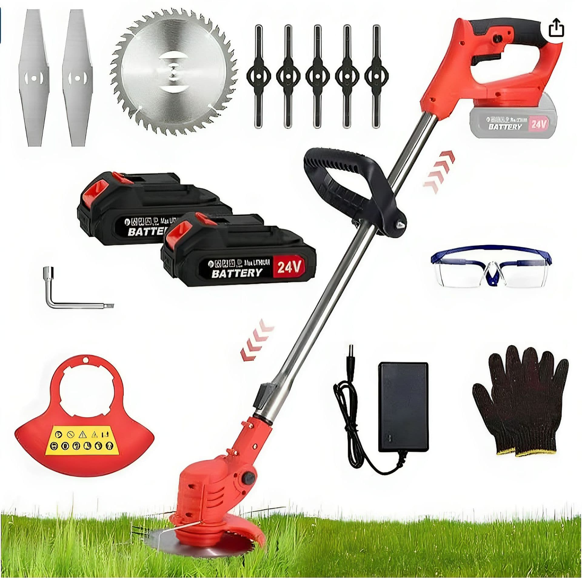 Small Household Electric Grass Cutter Lithium Battery Lawn Mower Multi-Function Weed Slayer Pure Copper Motor 21V 15A