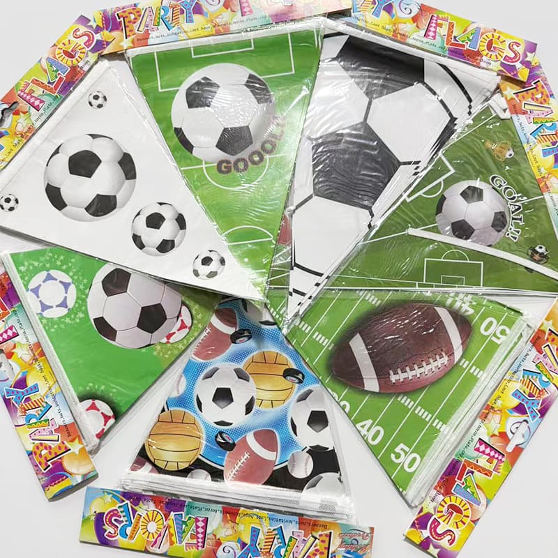 Green Soccer Theme Pennant Banner Birthday Party Decoration Background Setup Factory Stock Essential Support Double Sided