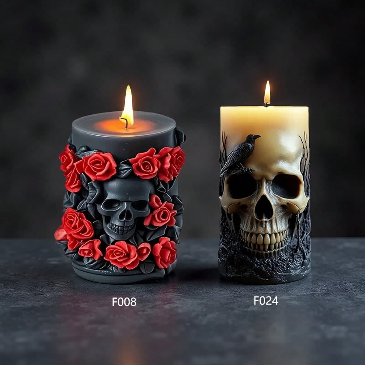 Halloween Skull Cylinder Scented Candle Silicone Mold DIY Skull Decoration Plaster Candle Ornament Mold
