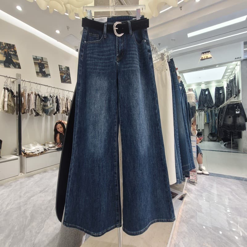 Europe 2026 Fall New Fashion High-Waist Slim-Fit Flared Jeans Loose Casual Long Pants Trendy
