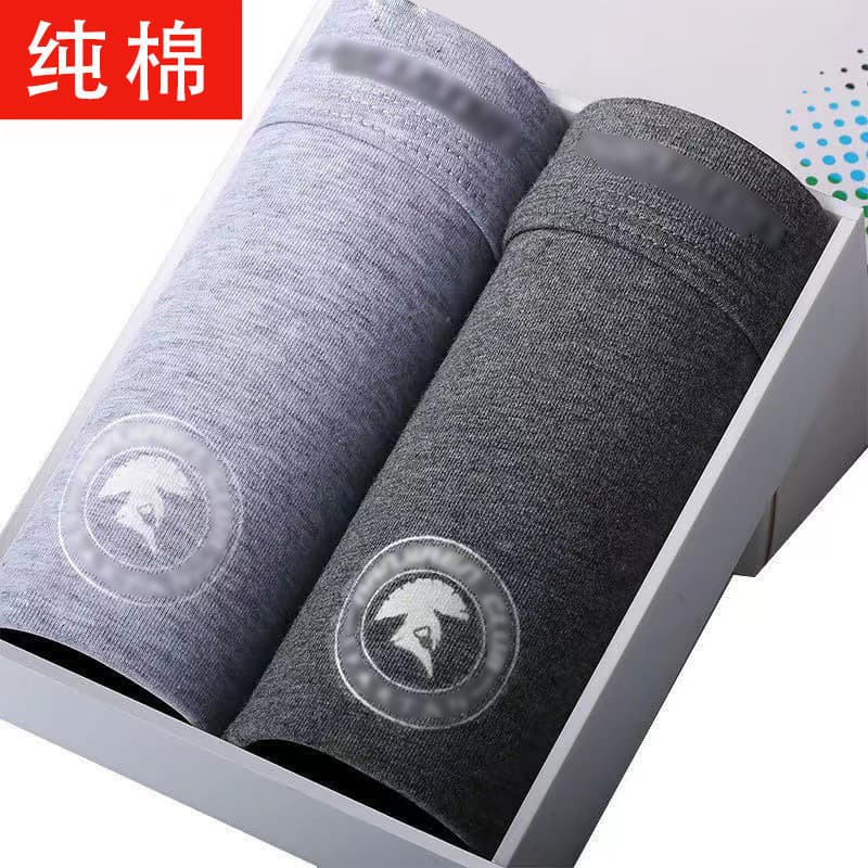 Bag of 2 men's underwear, boys' pure cotton boxer briefs, comfortable printed breathable boxer shorts, men's large size