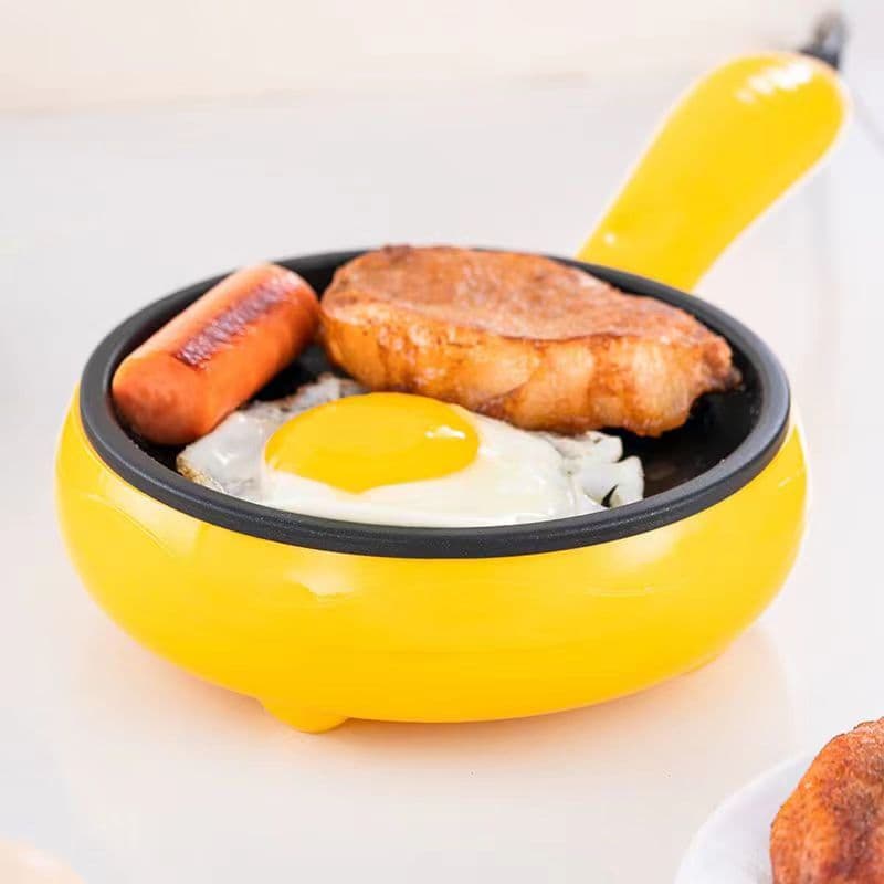 Electric Non-Stick Frying Pan for Pancakes, Omelets, and Steamed Eggs - Breakfast Maker with Plug-in Design