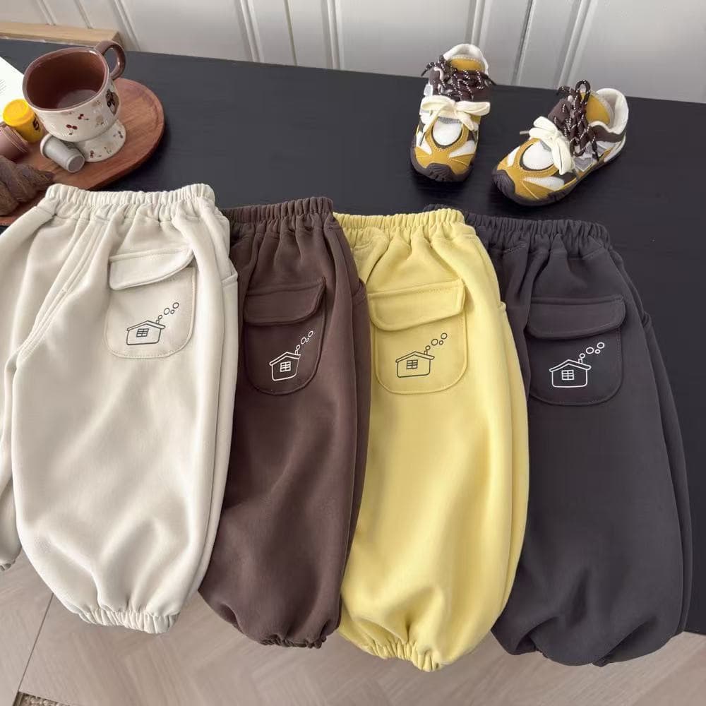 Kids Pants 2026 Autumn New Boys Casual Pants Girls Cartoon Print Cuffed Pants Mid-Child Sports Pants