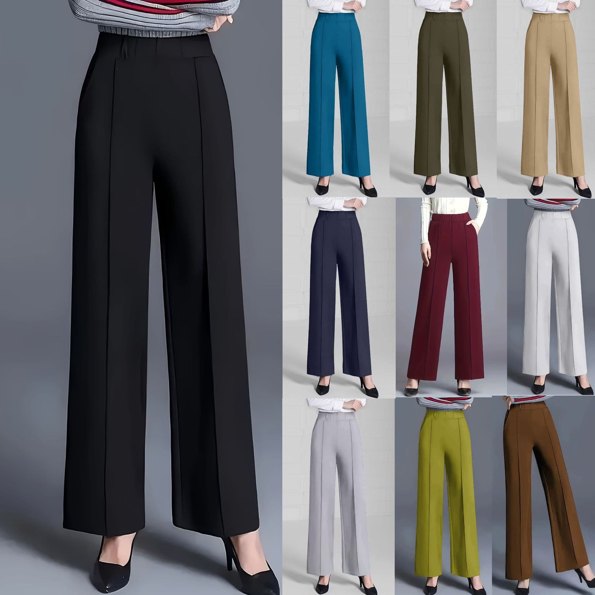 In Stock 2026 Cross-border Amazon Independent Station TEMU Women's Spring Summer High-Waist Loose Wide-Leg Casual Pants Slimming