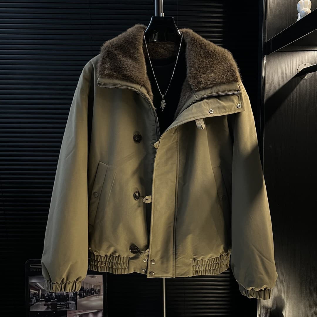 2025 New Retro Trendy Padded Jacket Casual Warm Thickened Versatile Coat Autumn Winter Cotton-Padded Jacket Men's Outerwear