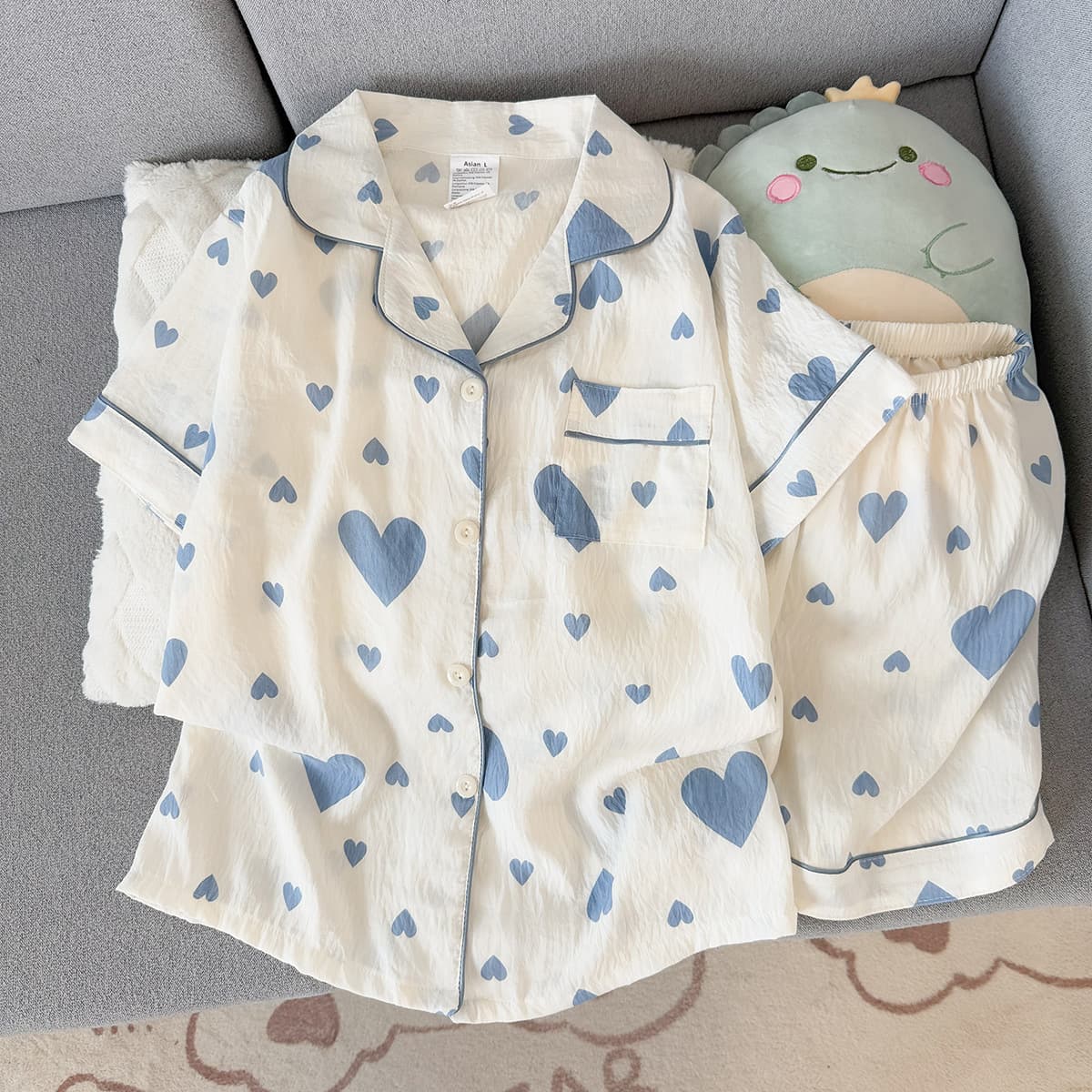 Wholesale Factory Summer Short Sleeve Cloud Cotton Pajamas Women Comfortable Viral Hot Shorts Wearable Out Homewear Set