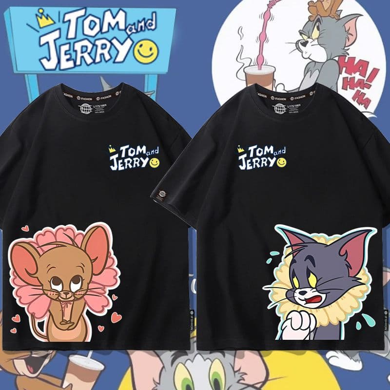 Tom and Jerry Licensed T-Shirt Couple Summer Short Sleeve Tom and Jerry Merchandise Cartoon Half Sleeve 12
