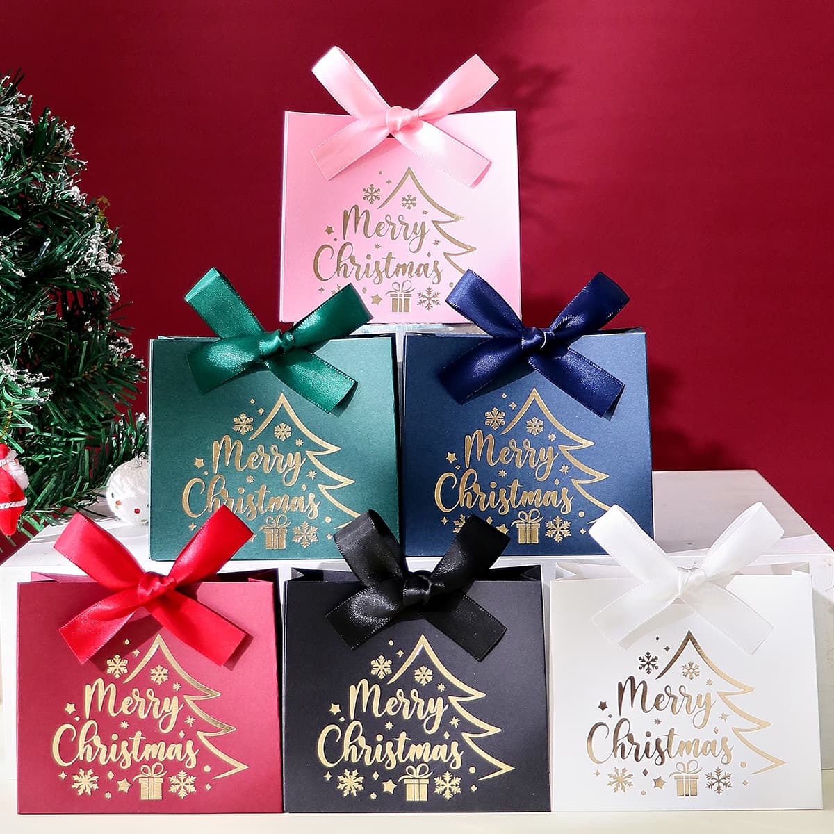 Merry Christmas Candy Box, Christmas Gift Packaging Box, Simple Gift Bag, Cross-Border In Stock, Customizable