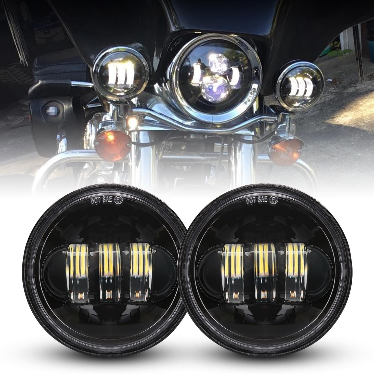 Compatible with Harley 4.5-inch Fog Light 30W Auxiliary Light Harley Davidson Motorcycle Modification Side LED Fog Light