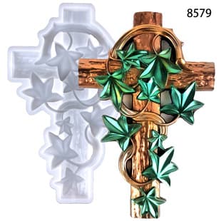 Cross Wall Hanging Epoxy Mold Wall Decoration Ornament Semi-3D Thorn Cross Silicone Mold