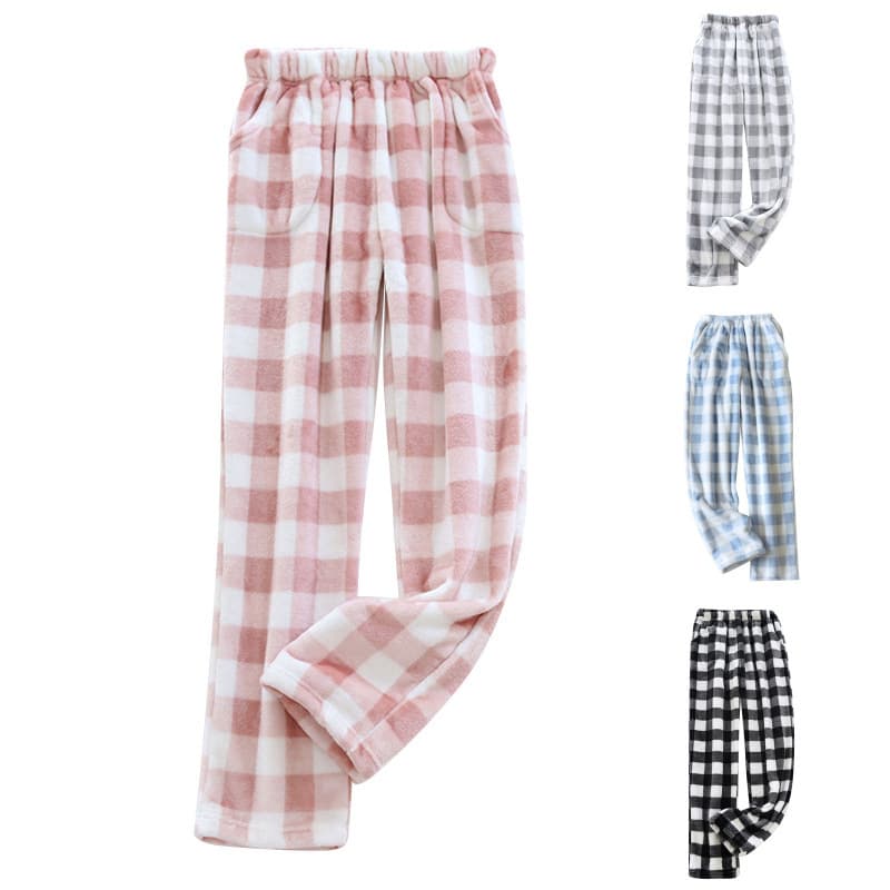 2025 new cross-border Amazon European and American warm flannel casual loose plush casual pants pajama pants lazy pants