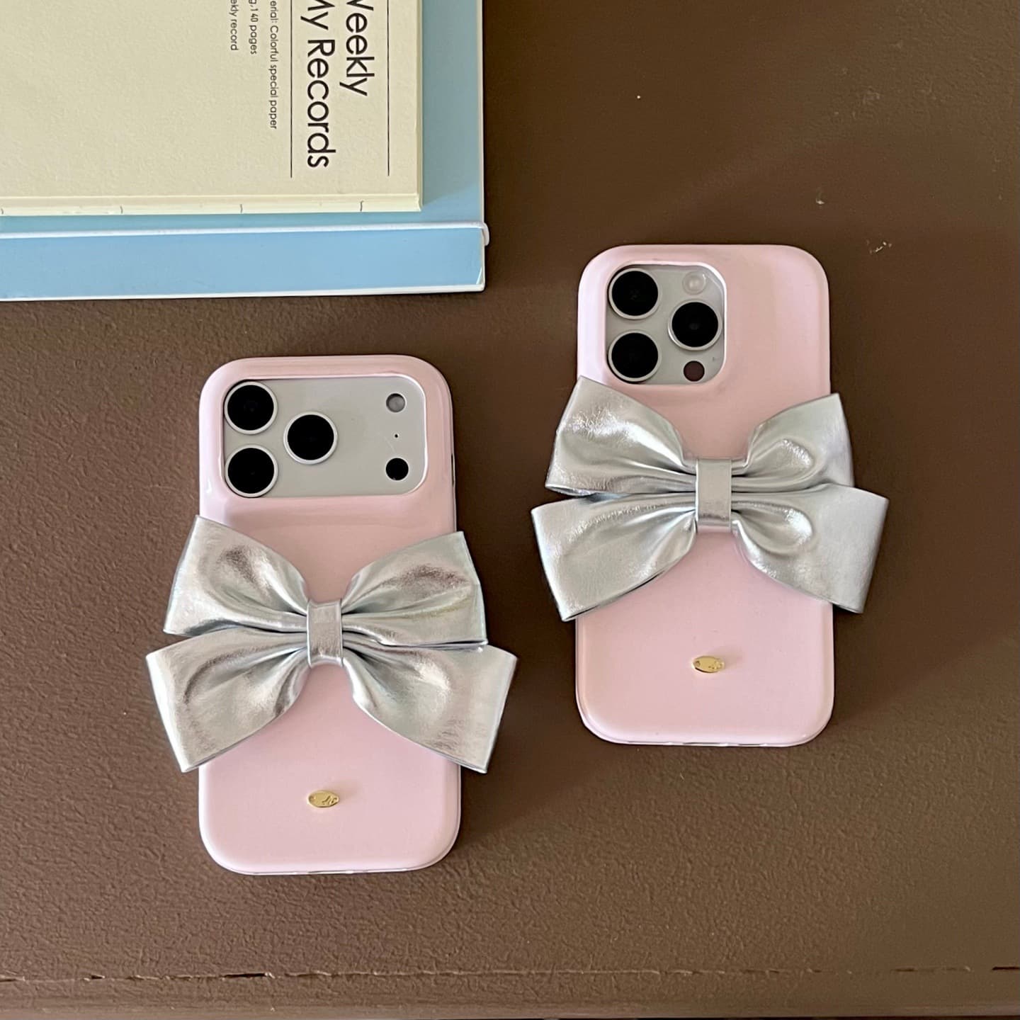 Leather Pink Bow Compatible with iPhone 16 Pro Max Apple 13 Phone Case 14 Niche 15 Cute 17 Pro