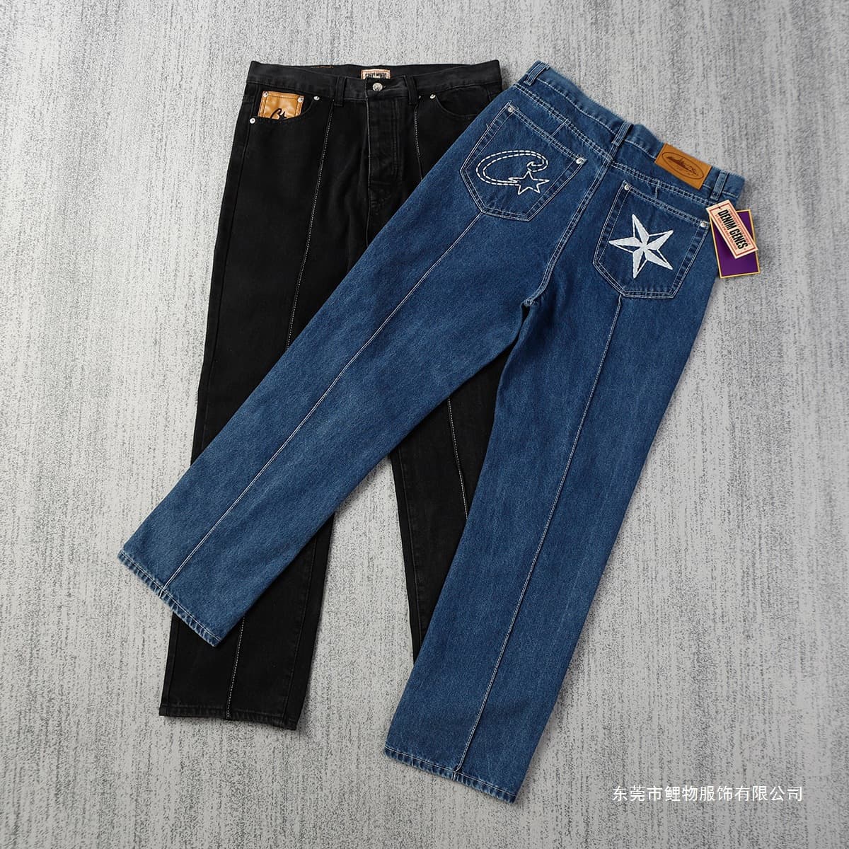 Cross-border Export European American Trendy Brand CORTEIZ Alcatraz New Logo Print Vintage Straight Leg Denim Jeans Long Pants